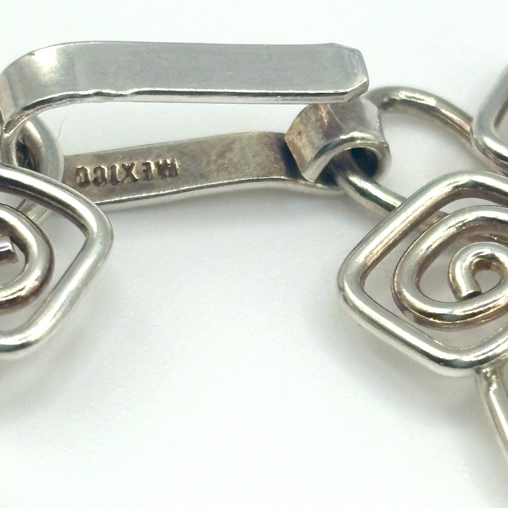 Vintage ClI Mexico 925 Geometric Link Necklace Set - Picture 6 of 8